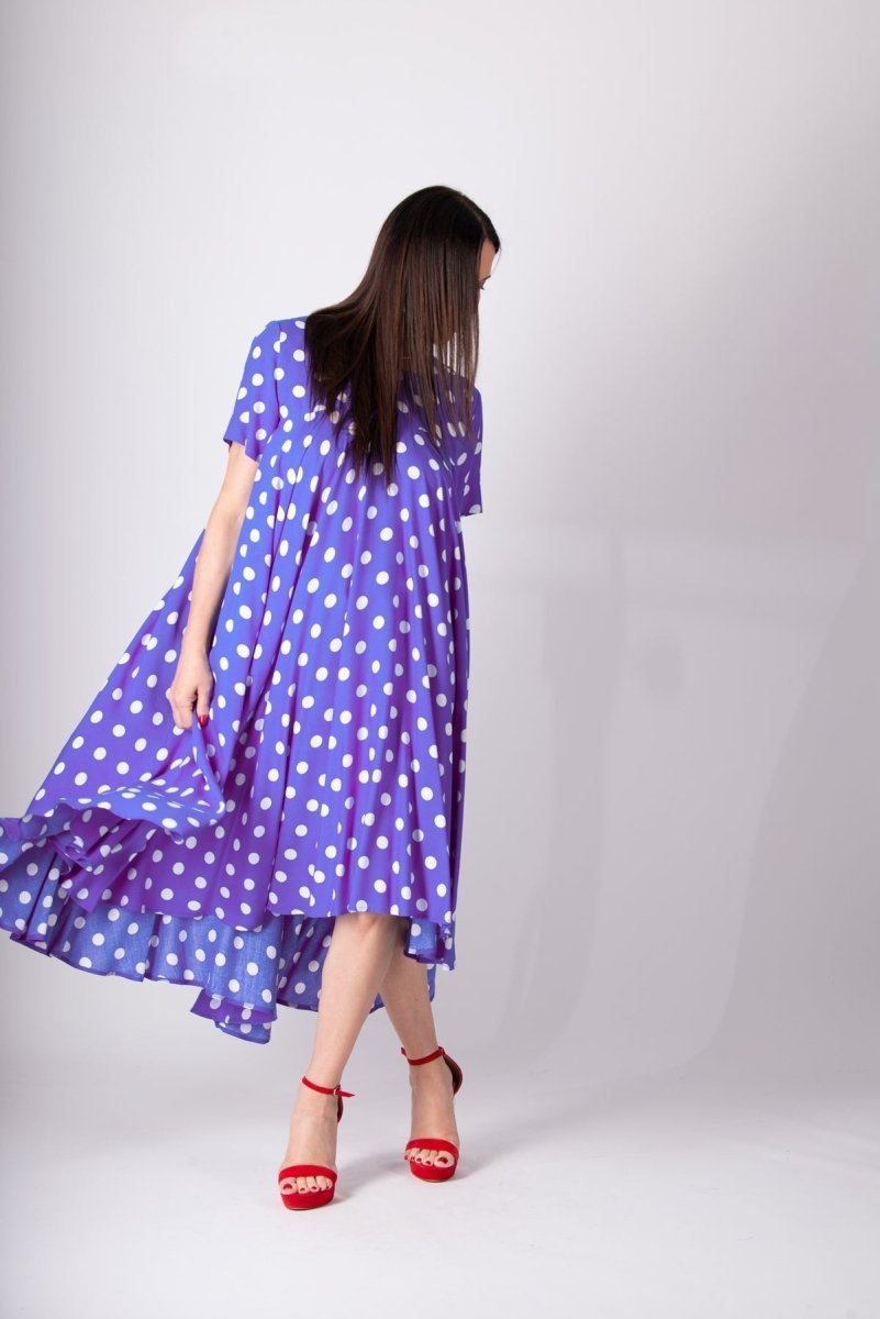 Purple Polka Dots Dress KOSARA Purple Polka Dots Dress KOSARA
