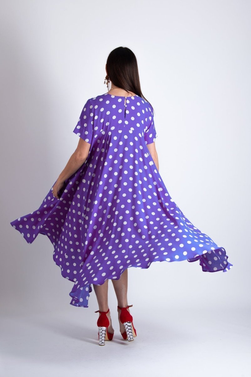 Purple Polka Dots Dress KOSARA Purple Polka Dots Dress KOSARA