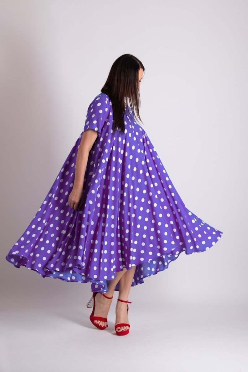 Purple Polka Dots Dress KOSARA Purple Polka Dots Dress KOSARA