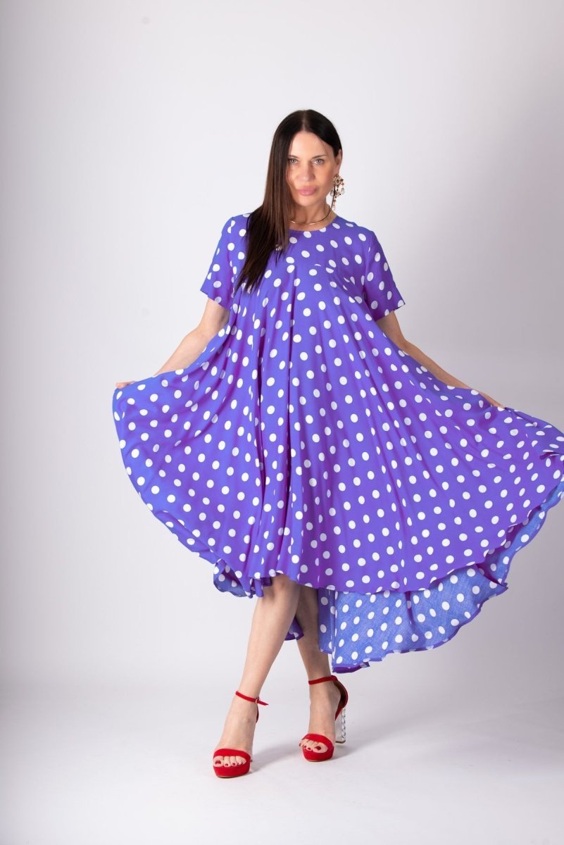 Purple Polka Dots Dress KOSARA Purple Polka Dots Dress KOSARA