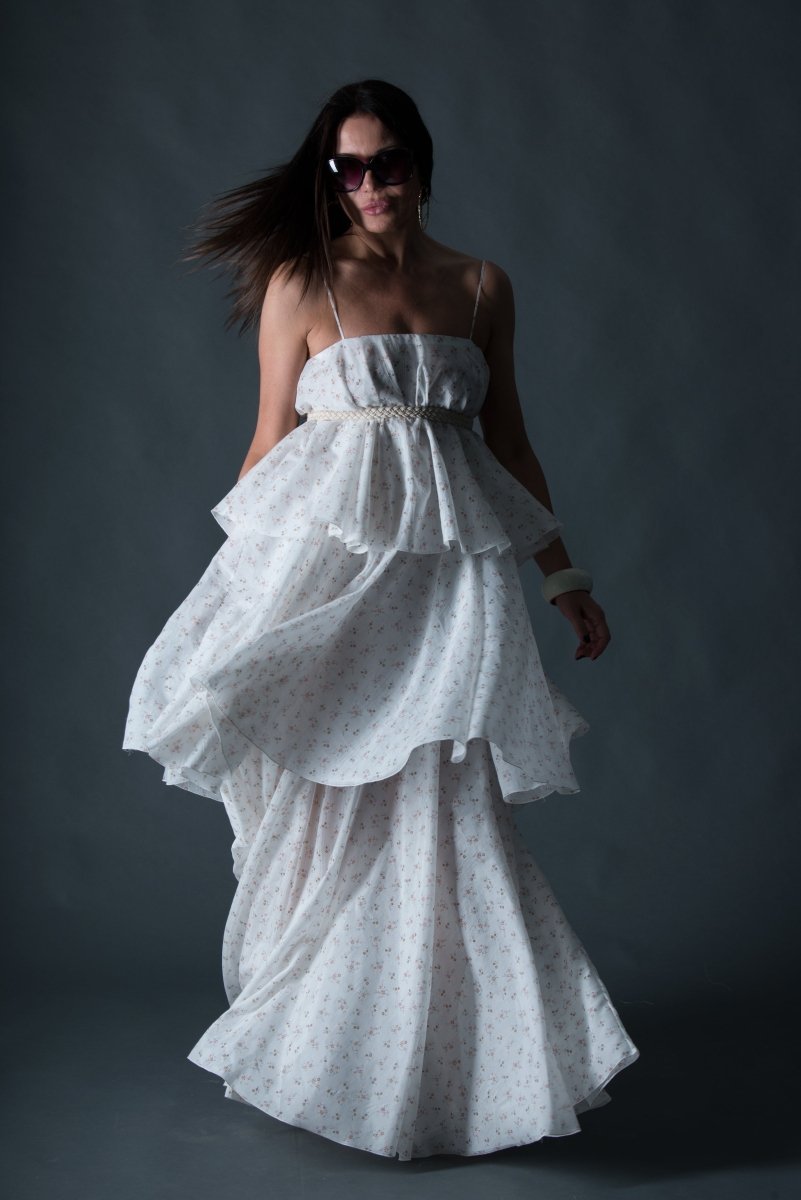 White Flounces Dress DALILA White Flounces Dress DALILA