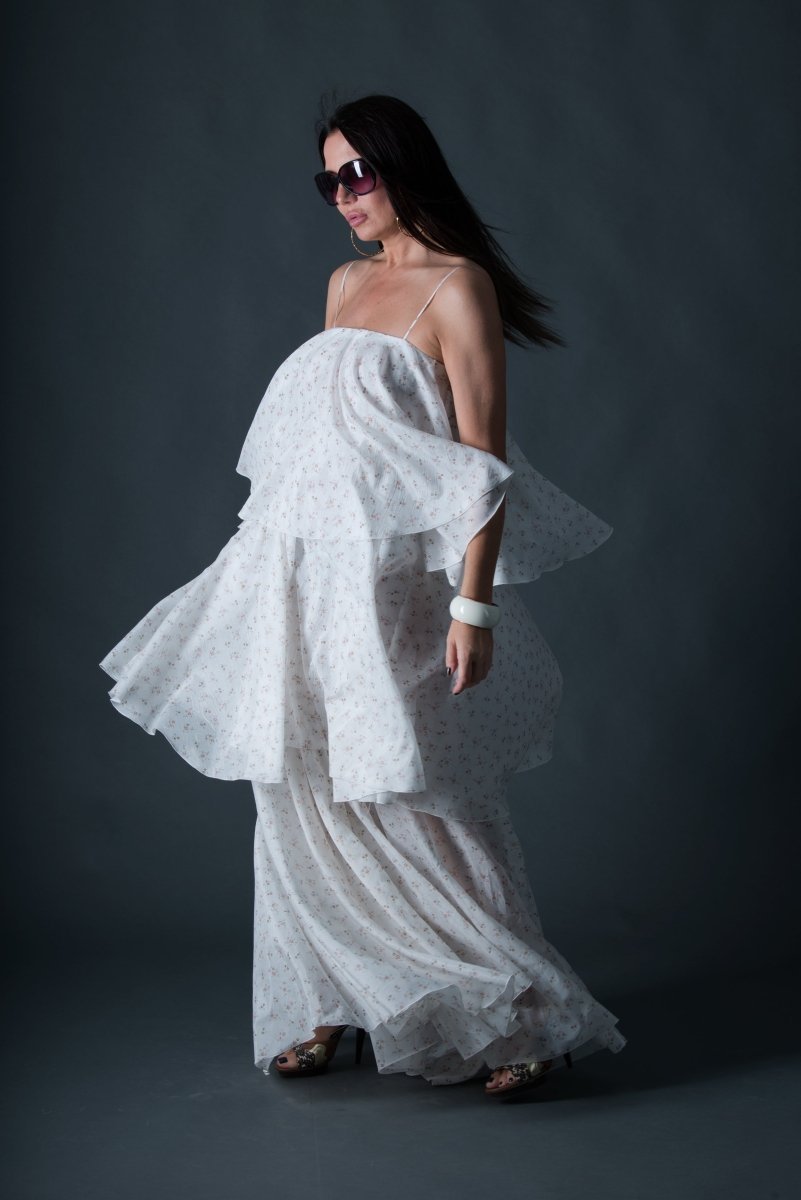 White Flounces Dress DALILA White Flounces Dress DALILA