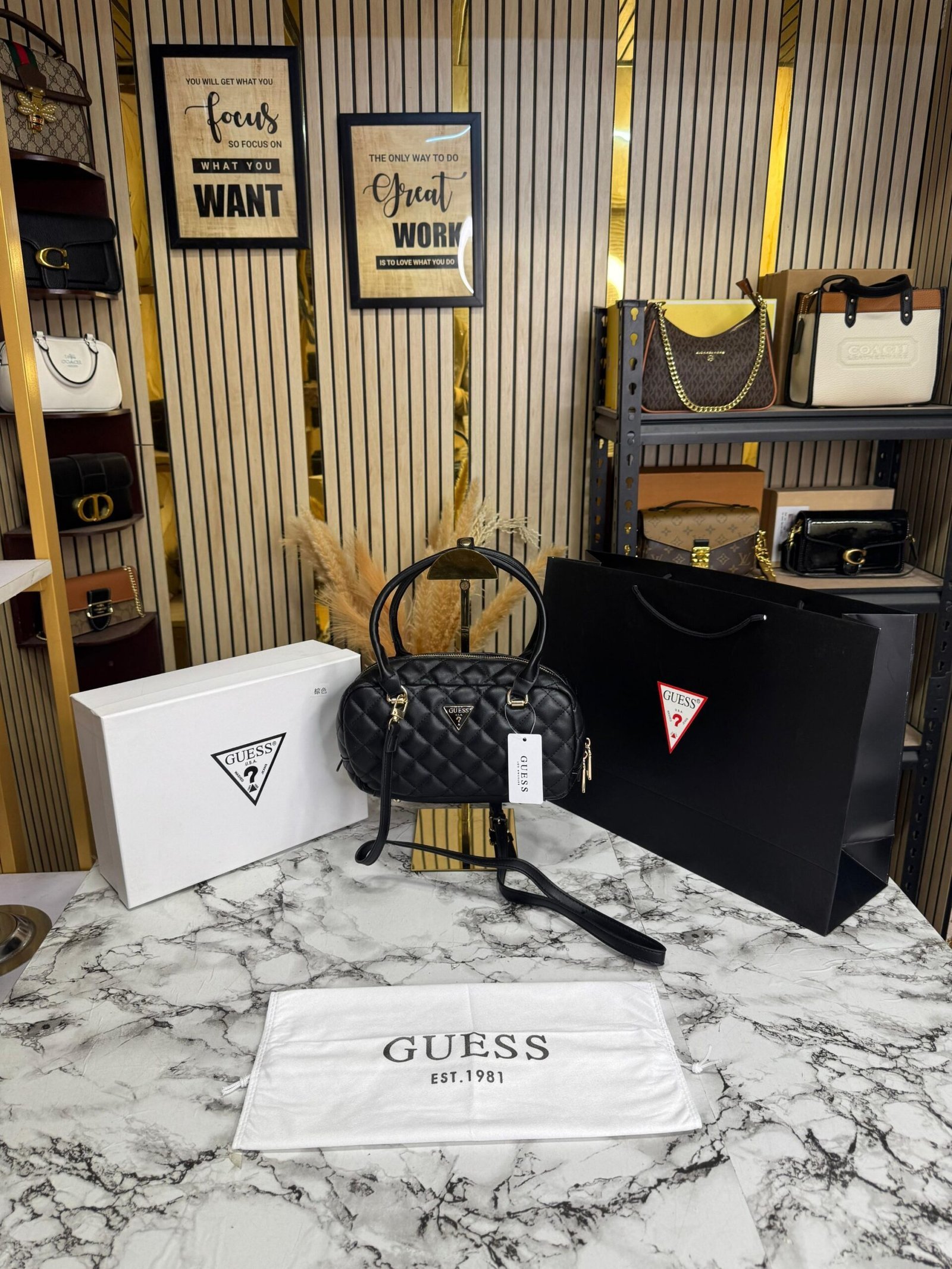 GUESS ECO RIANEE PREMIUM BAG WITH OG BOX AND CARRY BAG