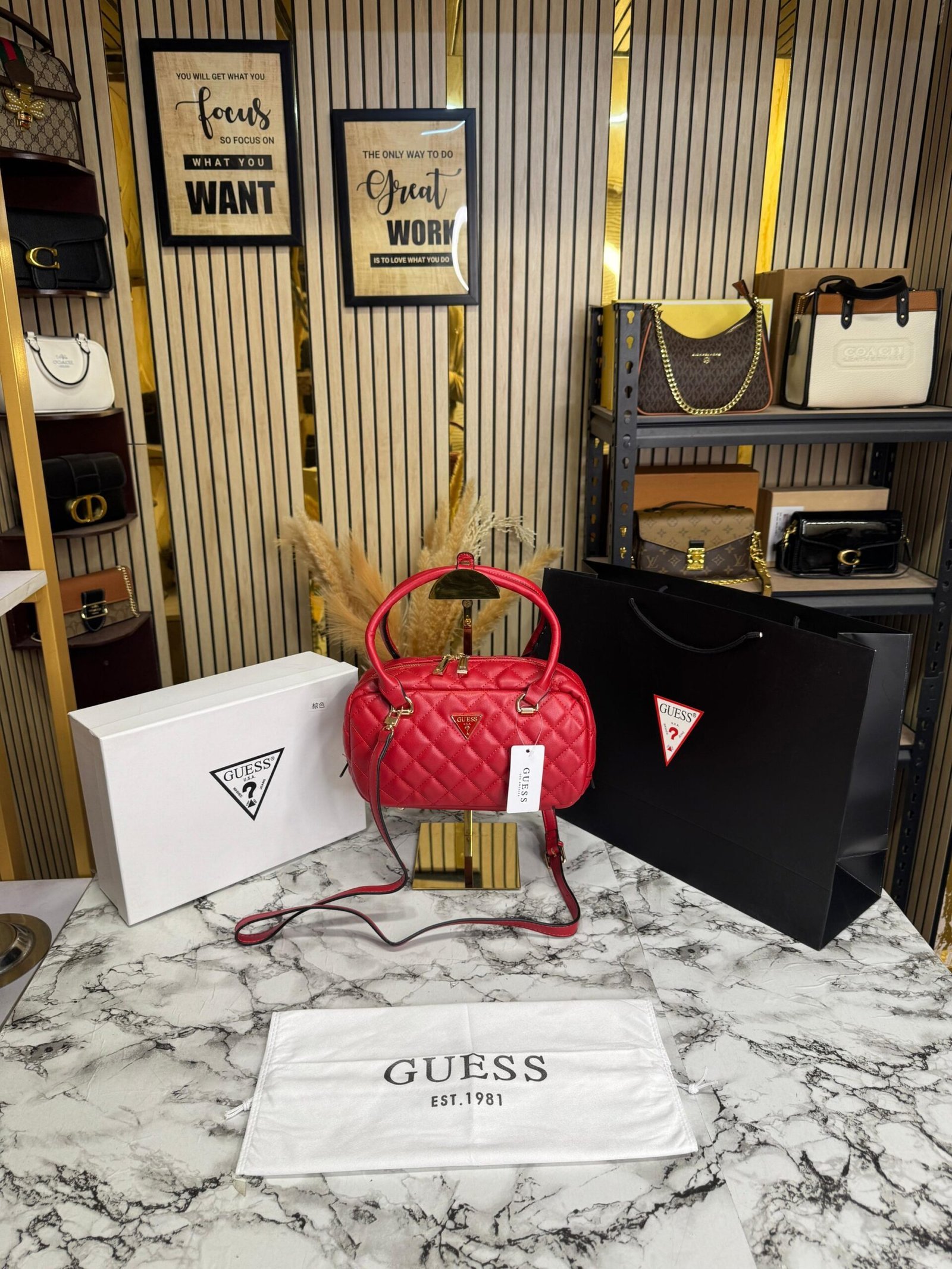 GUESS ECO RIANEE PREMIUM BAG WITH OG BOX AND CARRY BAG