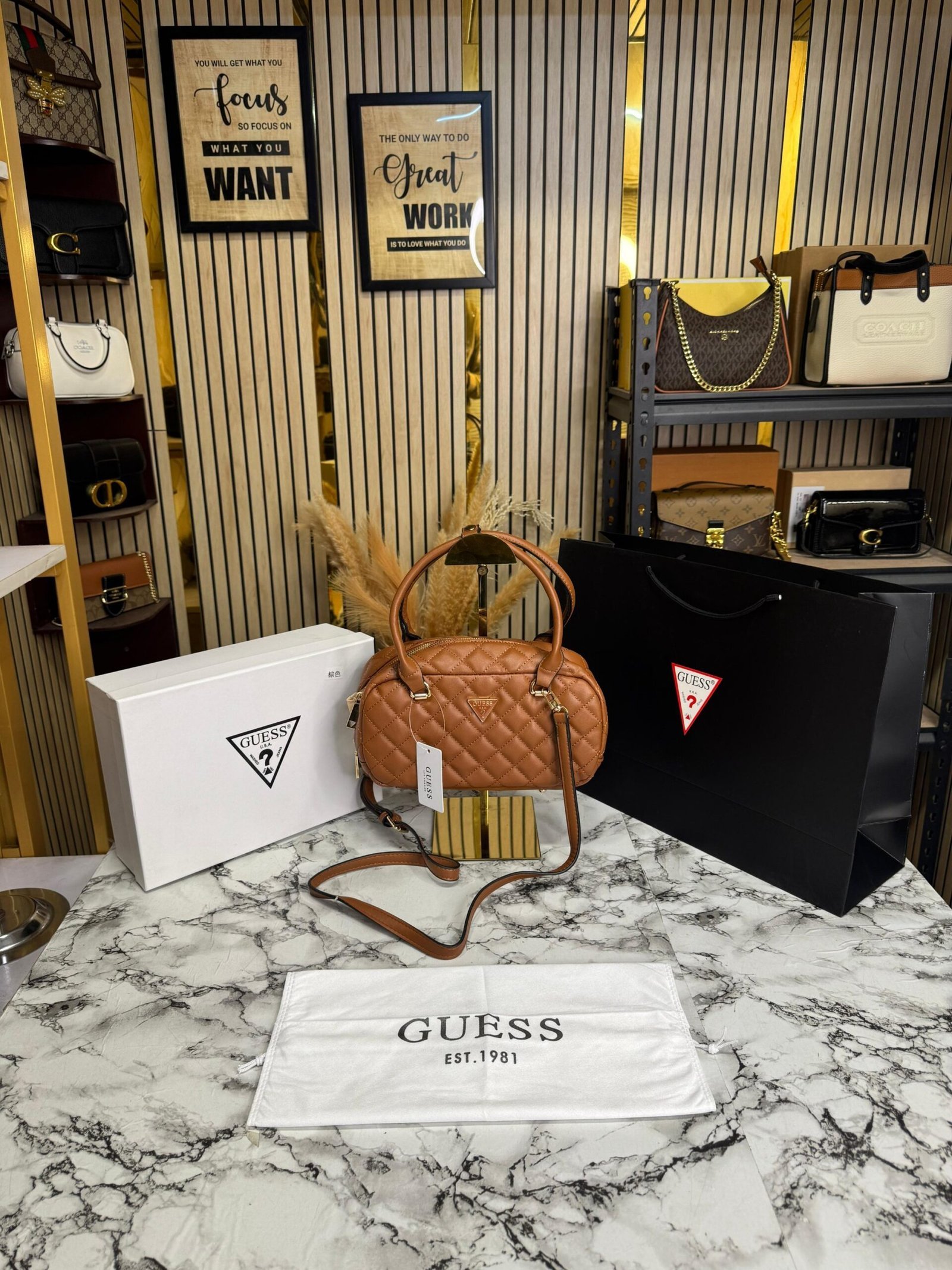 GUESS ECO RIANEE PREMIUM BAG WITH OG BOX AND CARRY BAG