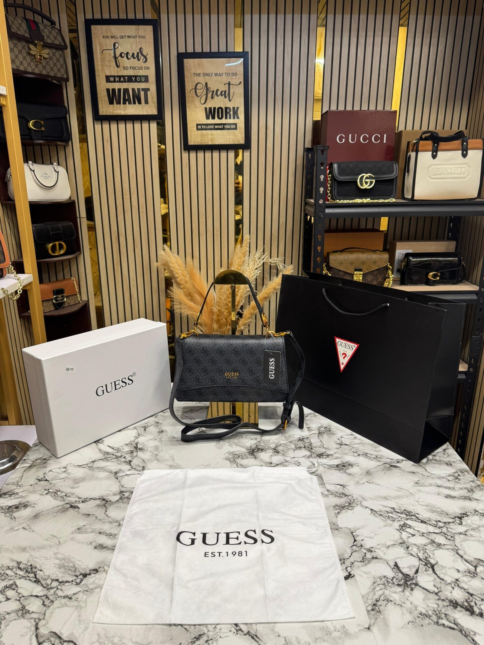 GUESS NOELLE PREMIUM BAG WITH OG BOX AND CARRY BAG