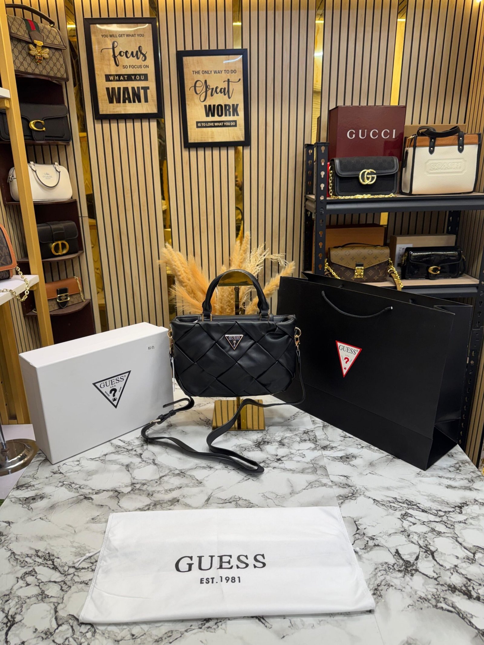 GUESS ZAINA PREMIUM SHOULDER BAG WITH OG BOX AND CARRY BAG