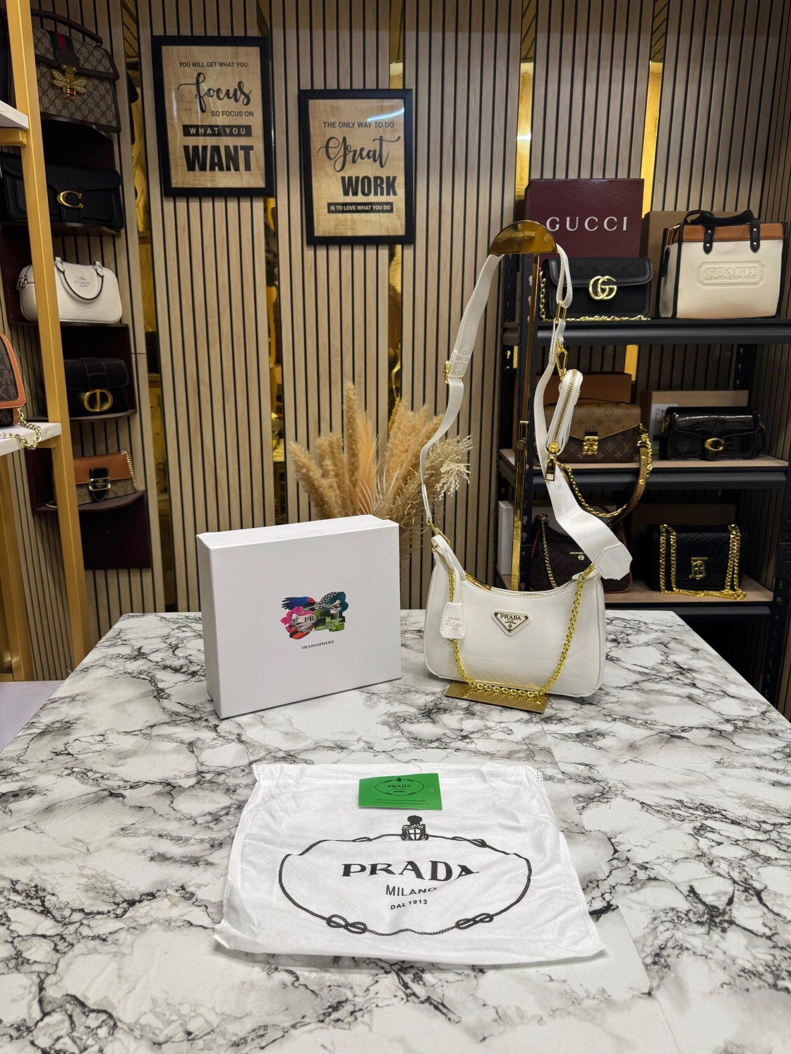 PRADA RE-EDITION GLOSSY PREMIUM BAG WITH OG BOX