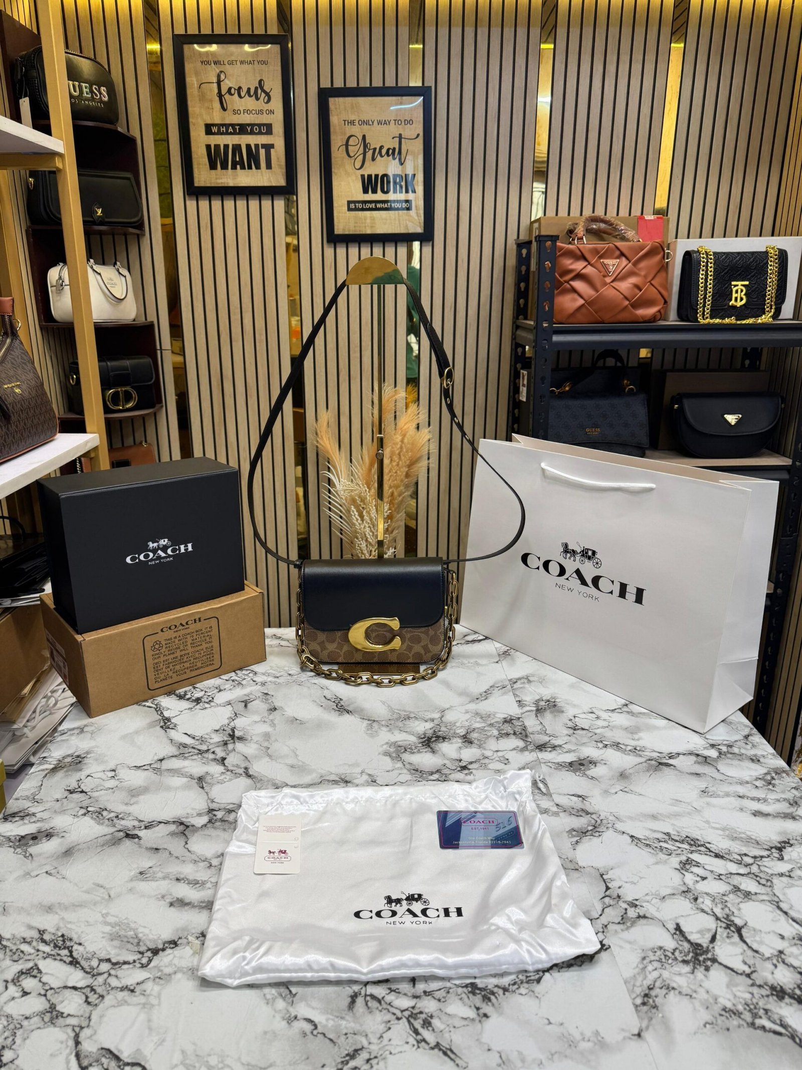 COACH IDOL SIGNATURE PREMIUM BAG WITH OG DOUBLE BOX AND CARRY BAG