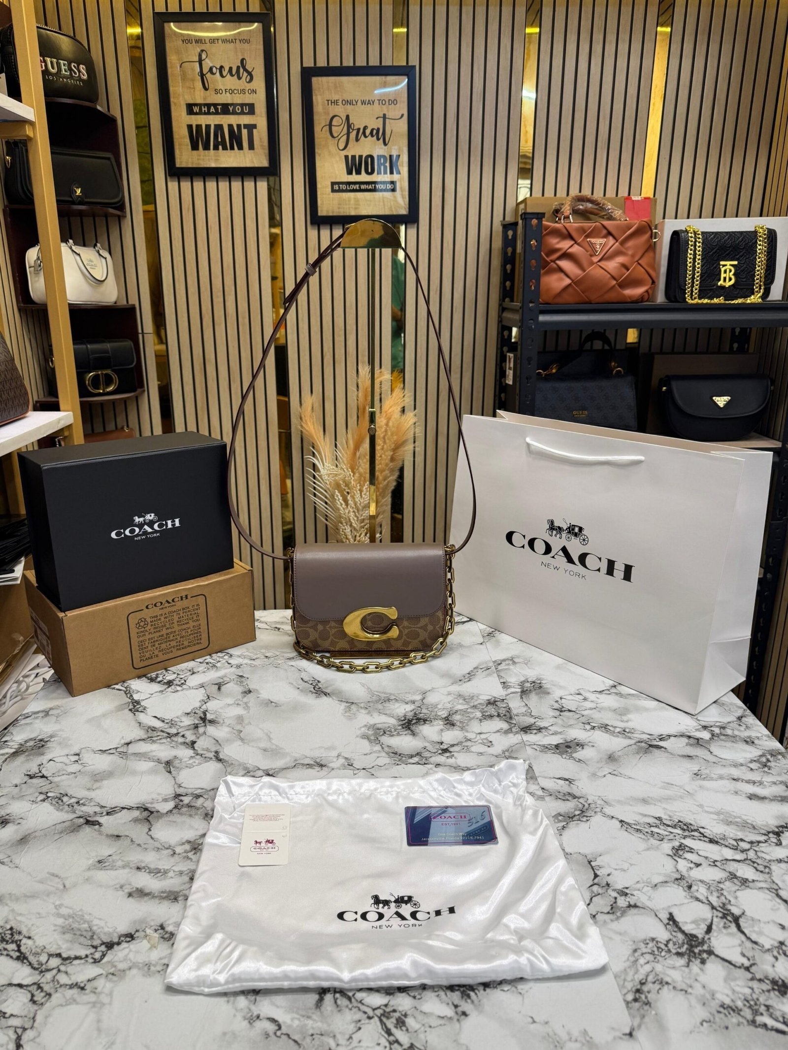COACH IDOL SIGNATURE PREMIUM BAG WITH OG DOUBLE BOX AND CARRY BAG