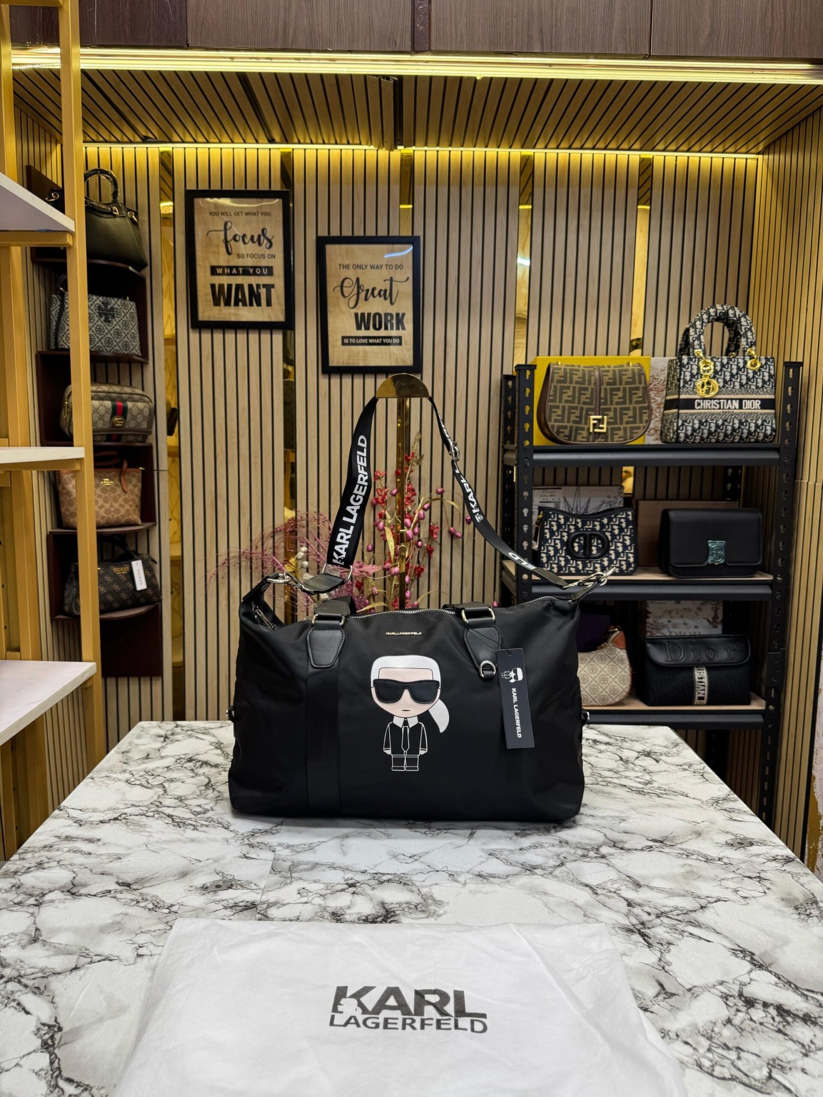 KARL DUFFLE BAG WITH ORIGINAL DUST BAG