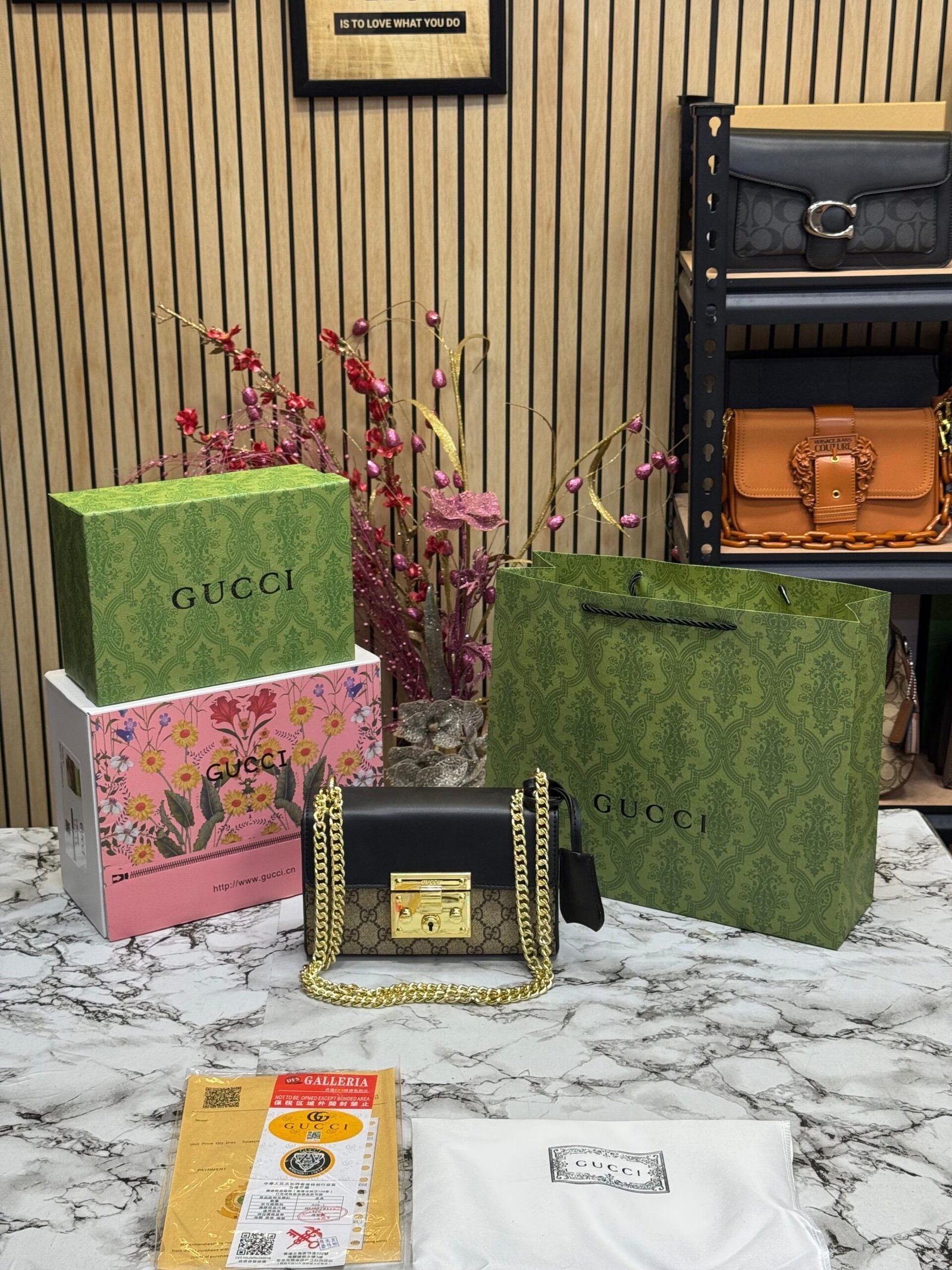 GUCCI PADLOCK ( BLACK ) WITH DOUBLE BOX PACKING