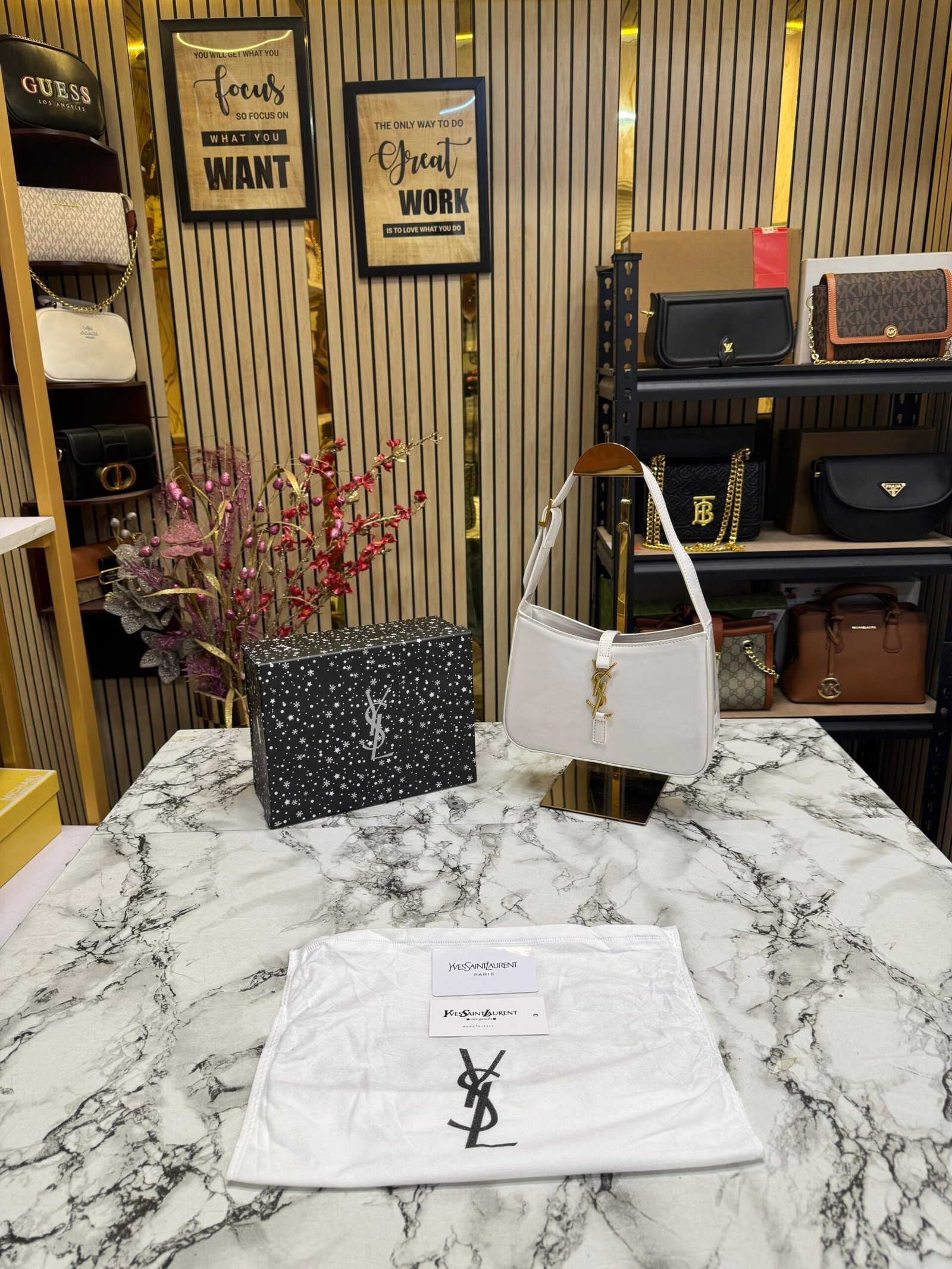 YSL HOBO WHITE