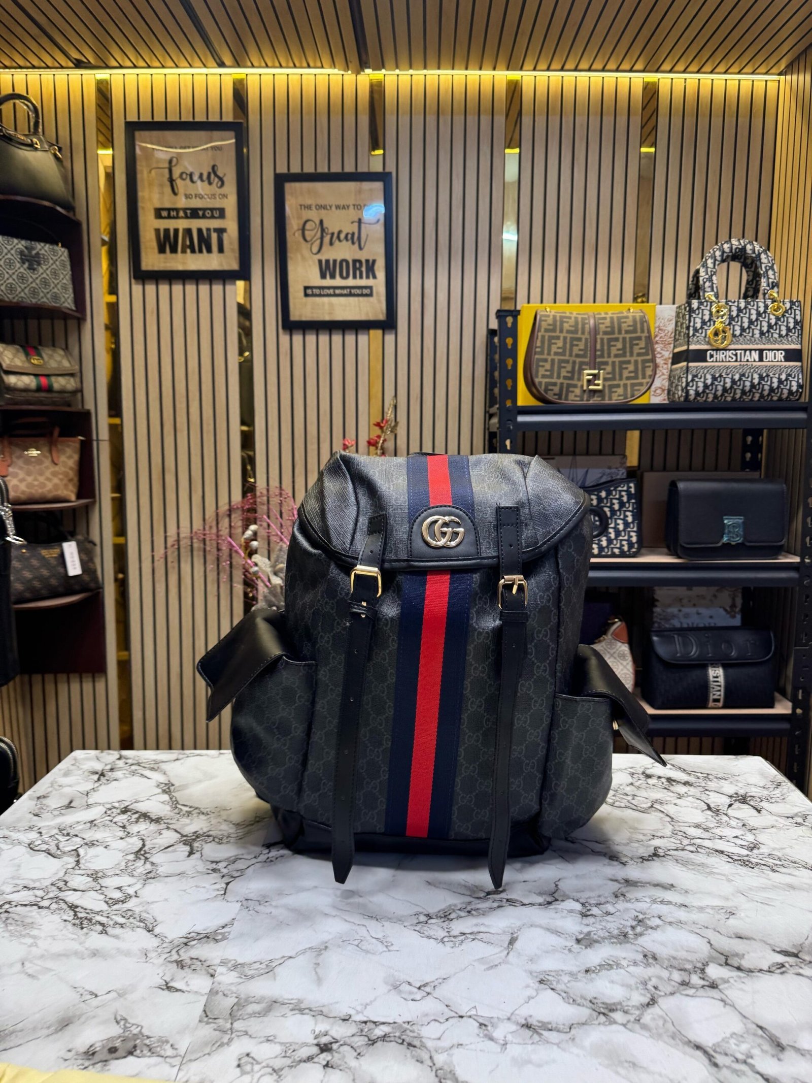 GUCCI GG BAGPACK WITH ORIGINAL DUST BAG AND CARRY BAG